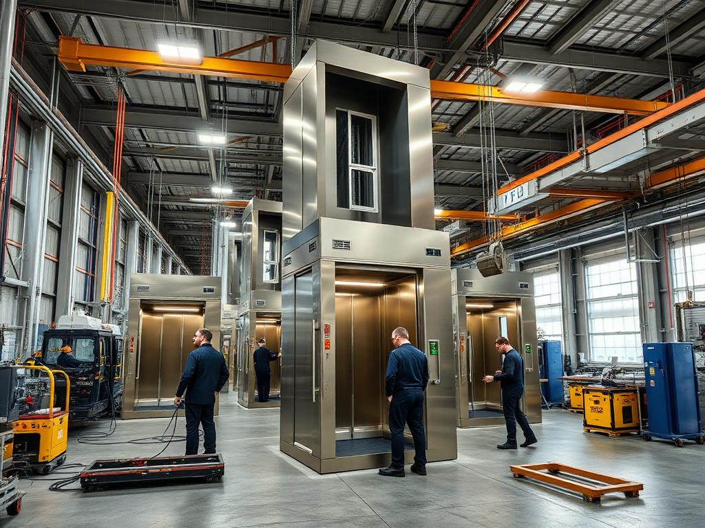 Elevator cabin assembly area